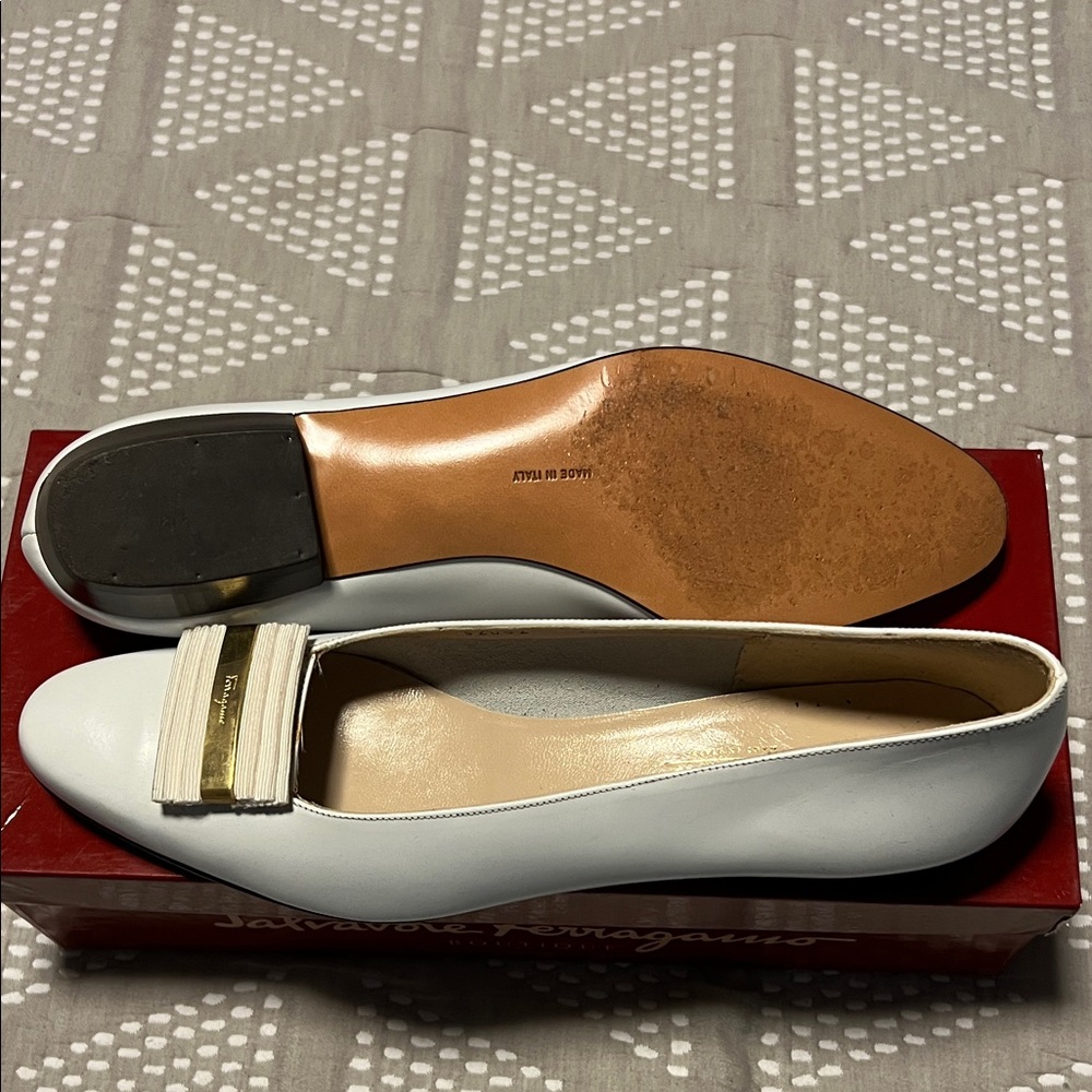 Salvatore Ferragamo White Leather Loafers - Picture 5 of 16